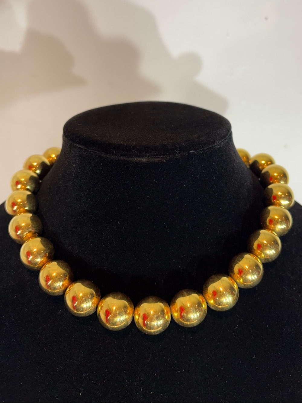 Vintage Gold-Tone Chunky Ball Choker Necklace with Toggle Clasp